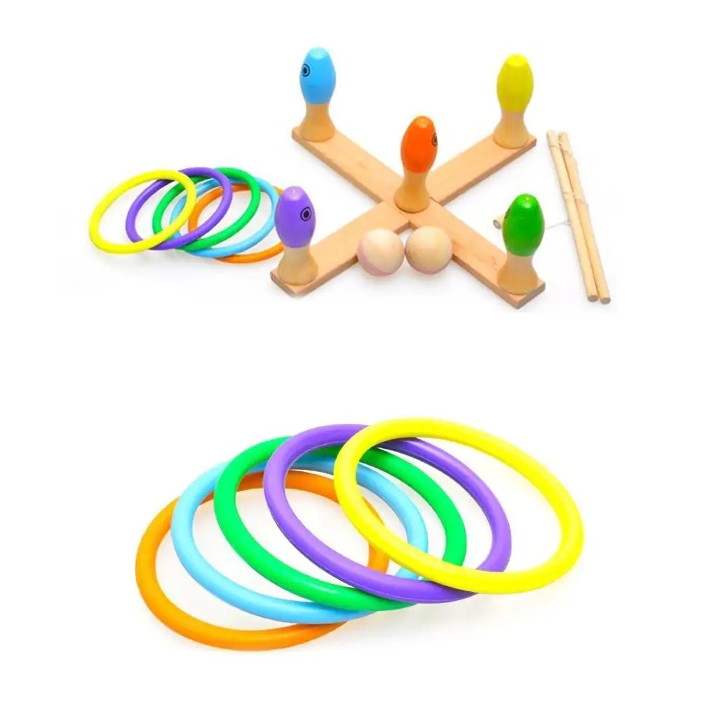 Детская деревянная Рыбалка Боулинг кольцеброс 3 в 1 Настольная Игра Головоломка