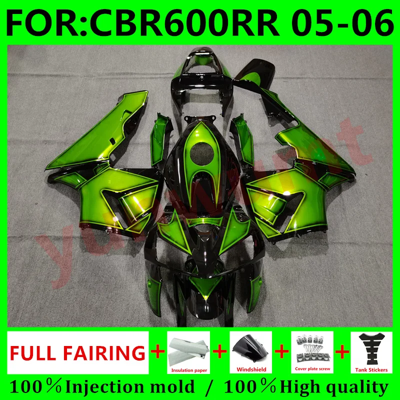 

New ABS Motorcycle Whole Fairings Kit for HONDA CBR600RR F5 2005 2006 CBR600 RR CBR 600RR 05 06 Bodywork fairing set green black