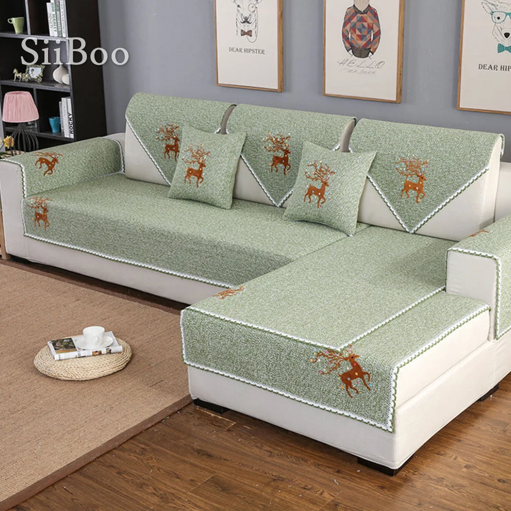 Рождество олень мультфильм Флокирование хлопок ткачество секционный диван