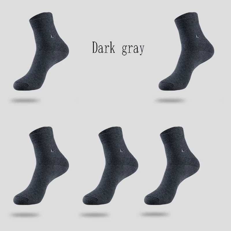 Dark gray Высококачественные мужские хлопковые носки новые 5 пар/партия черные деловые дышащие дезодоранты теплые осенние и зимние подходят для мужчин - Цвет: Dark gray