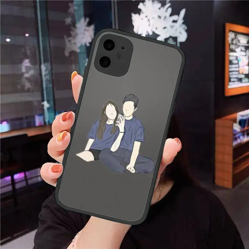 

Illustration art boy girl Phone Case For iPhone 12 11 Mini Pro XR XS Max 7 8 Plus X Matte transparent cover