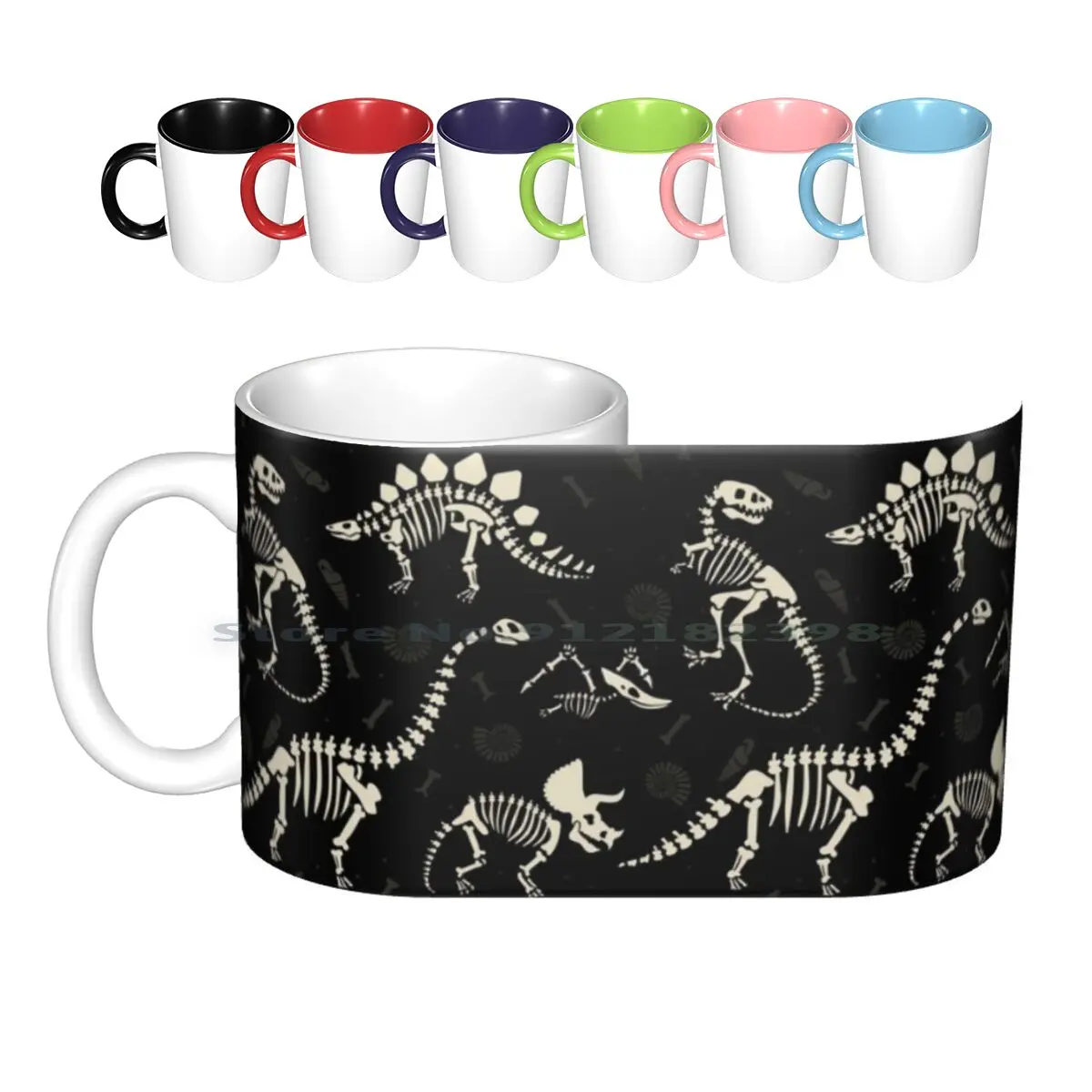 

Черные керамические кружки динозавр, кофейные чашки, кружка для молока и чая, динозавр Динозавр, динозавр, Хэллоуин, День мертвых черных кос...