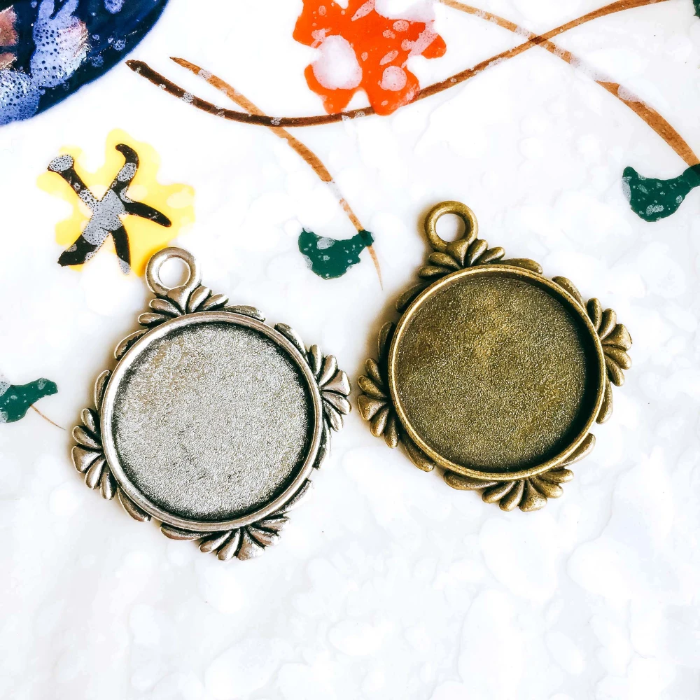 20 мм античный бронзовый серебристый цвет стеклянные заготовки под кабошон