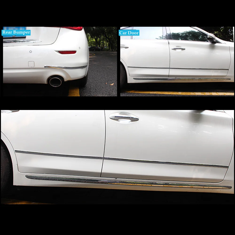 12 мм клейкие автомобильные яркие Серебристые хромированные молдинговые полосы