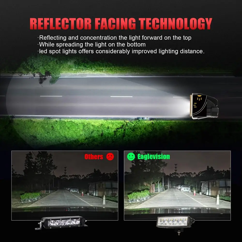 6 дюймовый светодиодный рабочий светильник Бар Offroad точечный 12V брус поточного s