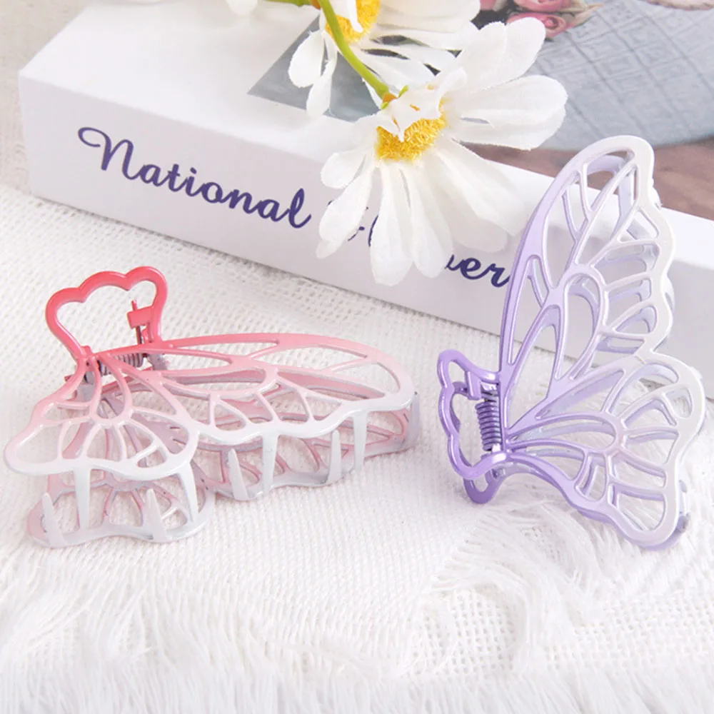 

2021 Summer Small Purple Butterfly Hair Claws Hairpin Cute Transparent Grabs Acrylic Hair Clip For Women Sweet Accessories