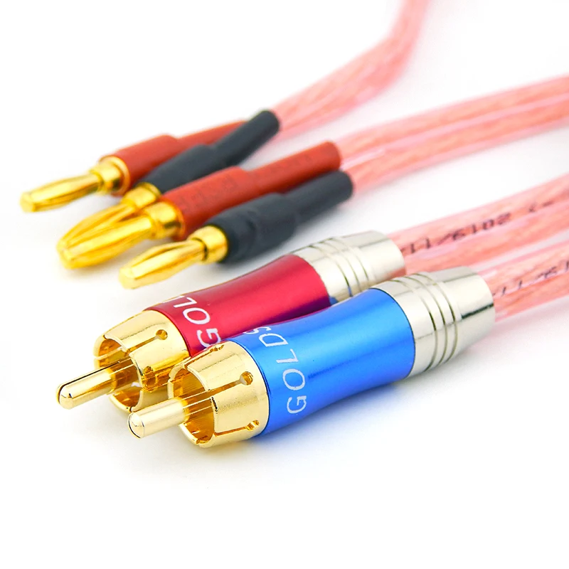 Кабель hifi кабель для динамика провод медные позолоченные бананы вилки 50 см 500