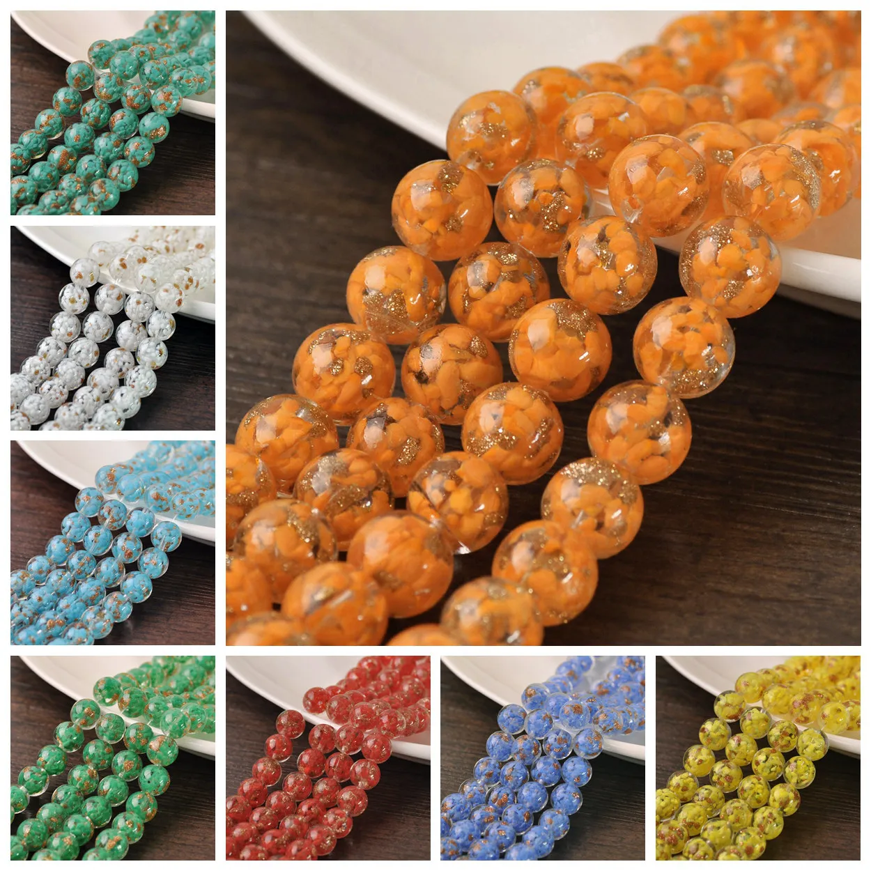 

Big Round 12mm 14mm 16mm 20mm Lampwork Crystal Glass Loose Beads For DIY Crafts Jewelry Making Findings