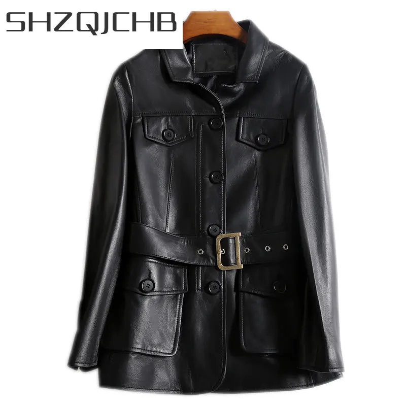 

SHZQ уличная одежда 100% натуральная овчина Женская модная зимняя куртка женская куртка из натуральной кожи элегантная женская одежда 1909