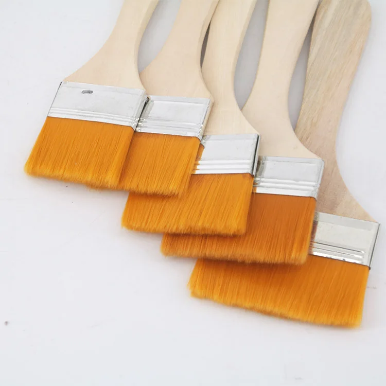12Pcs Wooden Painting Brush Nylon Hair Flat Tips Artists Acrylic Oil Painting Brush Pen Drawing Tool Art Supply Set