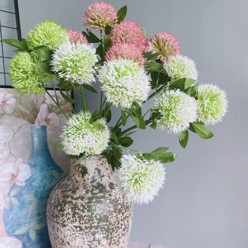 Большие искусственные цветы 2 головки ветка цветов с листьями растения