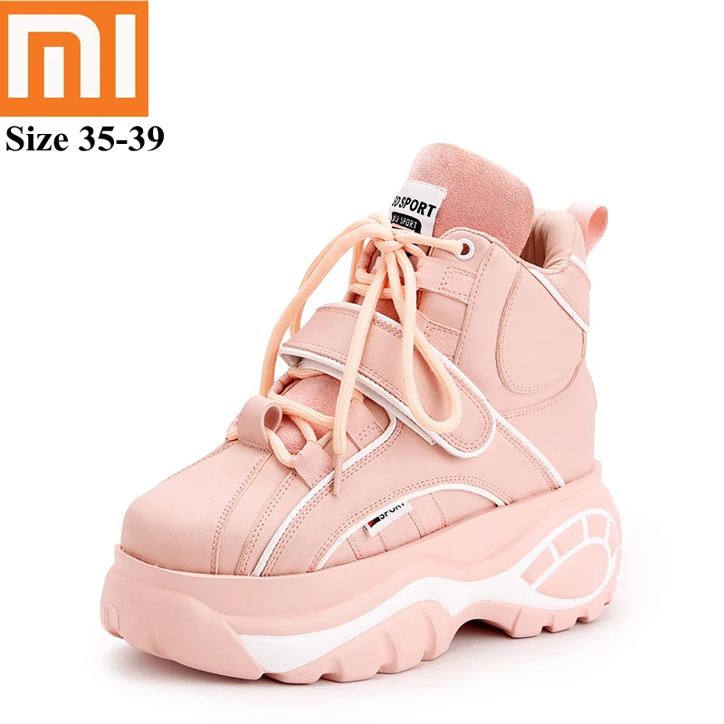 

Женские кроссовки на массивной платформе Xiaomi, черные или розовые кроссовки на танкетке, осень 2021