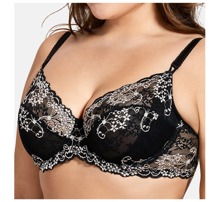 Женский полный охват на косточках без подкладки из тонкой ткани с цветочным