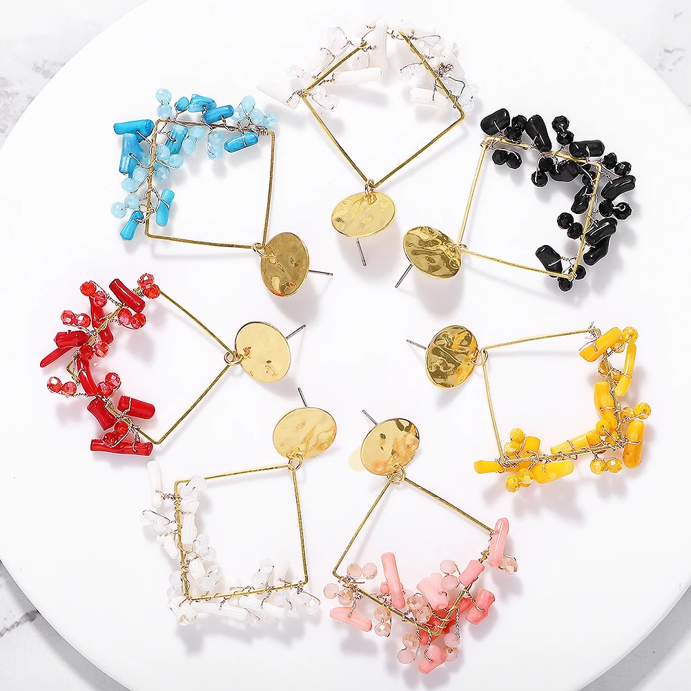 New Fashion Bead Flower Drop Earrings for Women Korean Simulated Pearl Colorful Dangle Statement Charm Wedding Jewelry | Украшения и