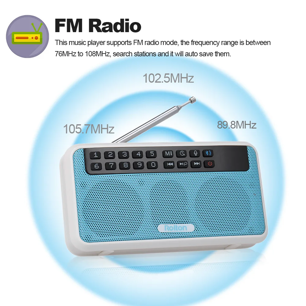 Беспроводной Bluetooth динамик Rolton E500 6 Вт Hi Fi стерео музыкальный плеер цифровой FM