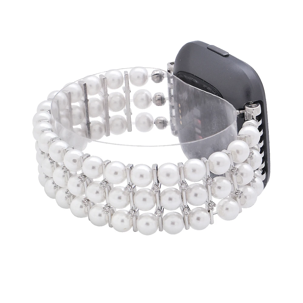 

Rhinestones Imitation Pearls For Fitbit Versa Bands Elastic Smart Watch Strap For Fitbit Versa 2/Versa Lite Fashion Jewelry