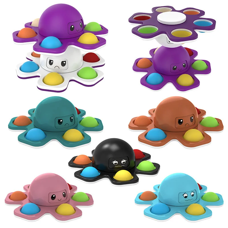

Fidget Spinner Toys Octopus Push It Bubble Rotating Gyro Flipping Fingertip Gyro Relieve Autism Squeeze Sensory Toys