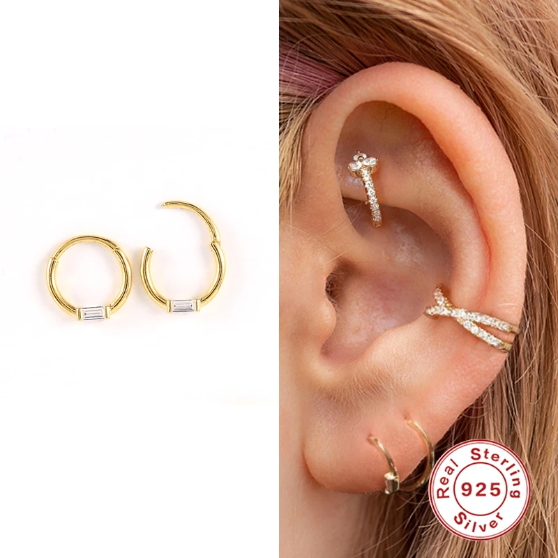 ROXI 2 шт невидимые серьги для Для женщин серебро 925 слуховая косточка пирсинг Круг