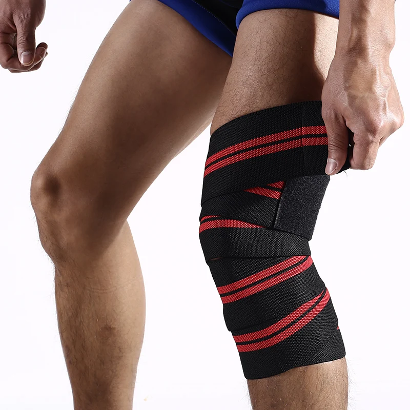 CHAO BA 1PCS 180*8CM Fitness WeightLifting Leg Knee Compression Straps Wraps Elastic Bandages Poverlifting Squats Training |