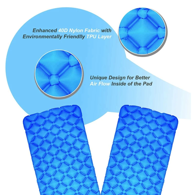vender Única Almofada De Acampamento Com Almofada De Ar Compacto Leve Leve Colchão De Ar Portátil Para Mochila Tenda Azul