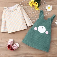 girls clothing set kids clothes 2 pcs sets striped long sleeve topslovely bear suspender dress girls clothes spring fall 1 6y