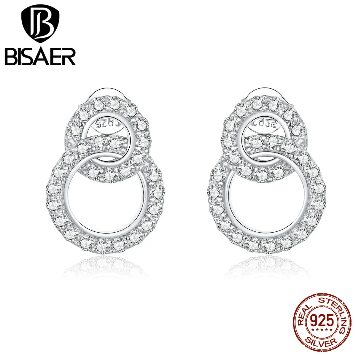 Женские круглые серьги из серебра 925 пробы с цирконом | Украшения и аксессуары