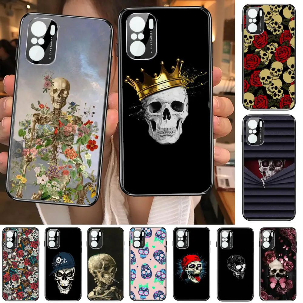 

YNDFCNB Pink Skeleton Hand Skull Phone Case For xiaomi redmi POCO F1 F2 F3 X3 Pro M3 9C 10T Lite NFC Black Cover Silicone Back P