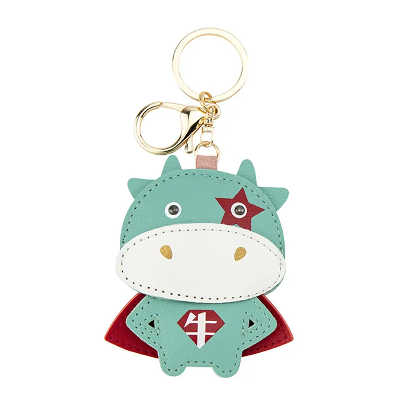 

Super Cow Pu Leather Car Creative Year Of The Ox Key Chain Cute Cartoon Bag Hanging New Gift