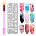 Штампованные пластины для ногтей с силиконовой губкой набор кистей бабочка цветок Геометрия DIY шаблон для дизайна ногтей трафарет набор инструментов