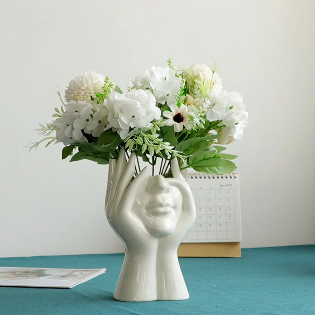 2021 New Ceramic Human Face Flower Vase Art Creatrive Sculpture Head Abstract Plant Pot Home Decor Arrangement | Дом и сад