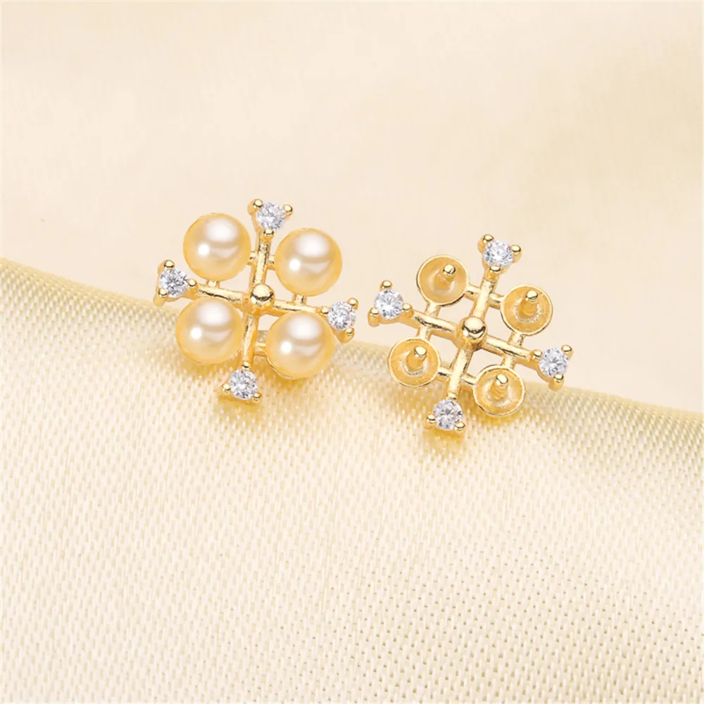 

Pearl Earring Settings Charm Jewelry Findings S925 Sterling Silver Component DIY Women Gift Handmade Making Accessories 2021 New