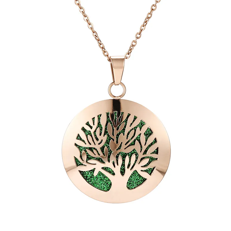 rose gold color 3 Розовое золото цвет эфирные масла диффузор кулон для женщин из нержавеющей стали полый ароматерапия диффузор духи ожерелье - Metal Color: rose gold color 3