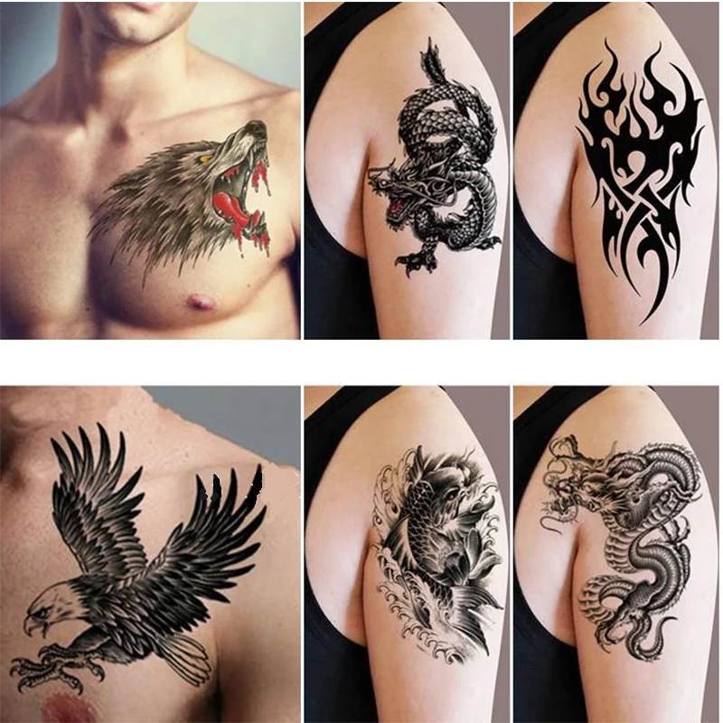 36 лист с изображением тигра волка Круто боди арта пикантные череп