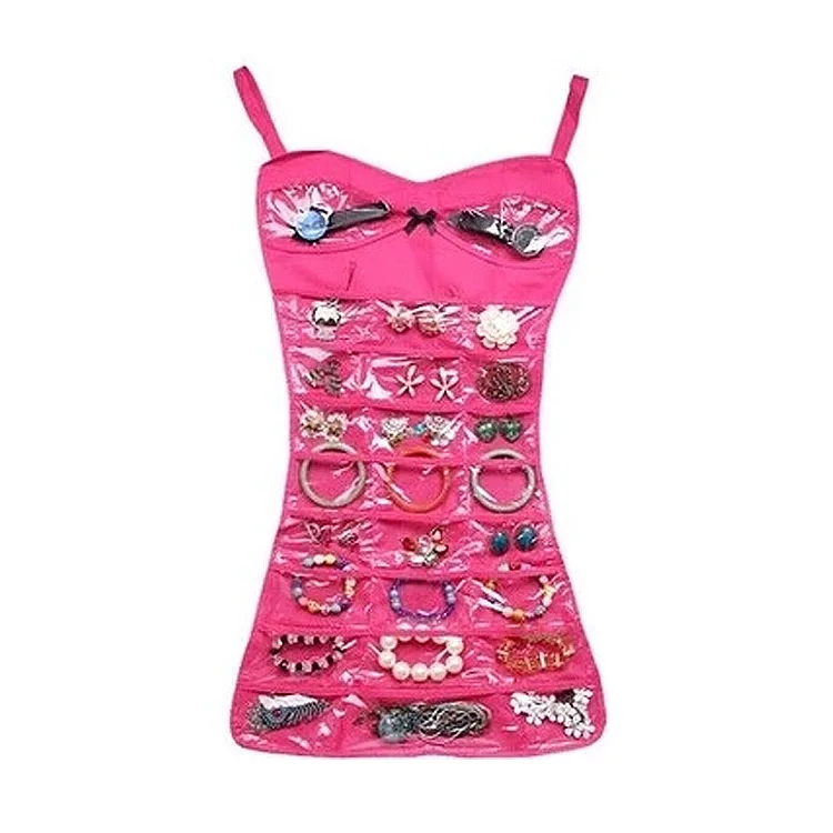 

Double Sided Hanging Jewelry Organizer Bedroom Ring Necklace Holder Hang Hook Bag Pockets Almacenamiento Home BY50SN