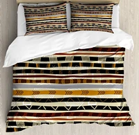 abstract duvet cover set ethnic style geometric forms with striped pattern on bold earth tones print decorative 3 piece beddi