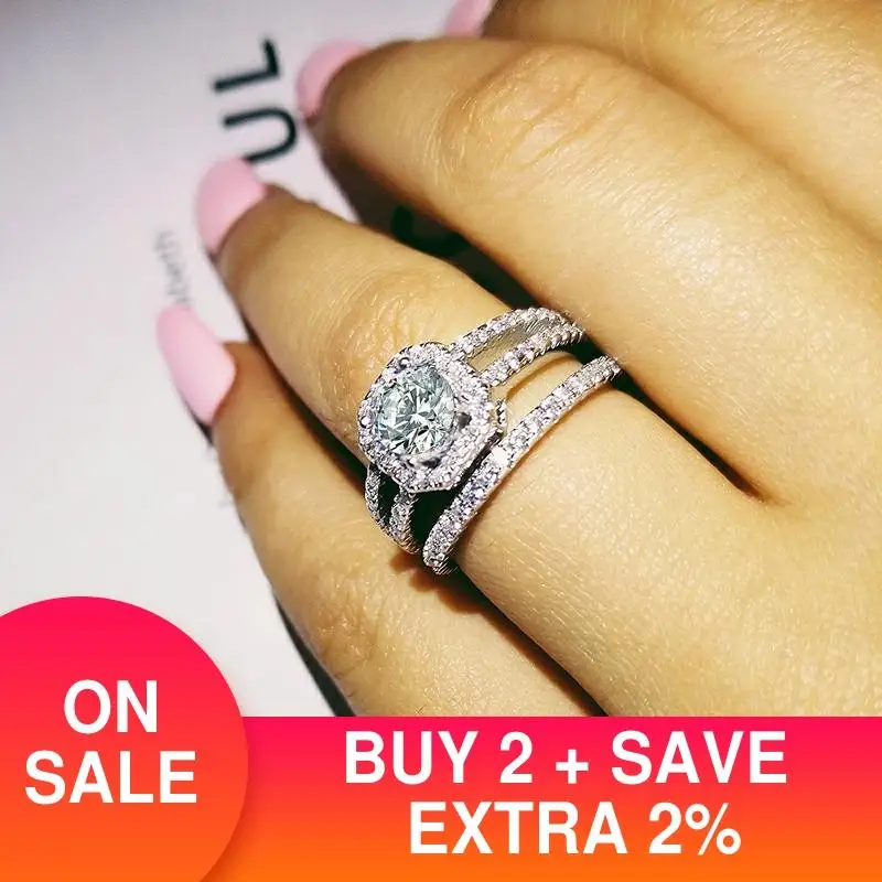 Оригинальный 925 серебро обручальное кольцо комплект ювелирных изделий для