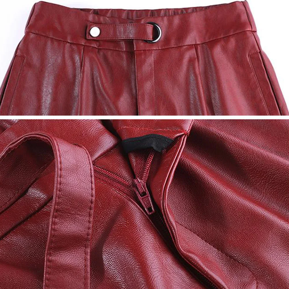 

Women Black Leather Shorts High Waist Wide Leg Faux Leather Shorts Club Wear Ladies Casual Plus Size Summer Loose PU Short Femme