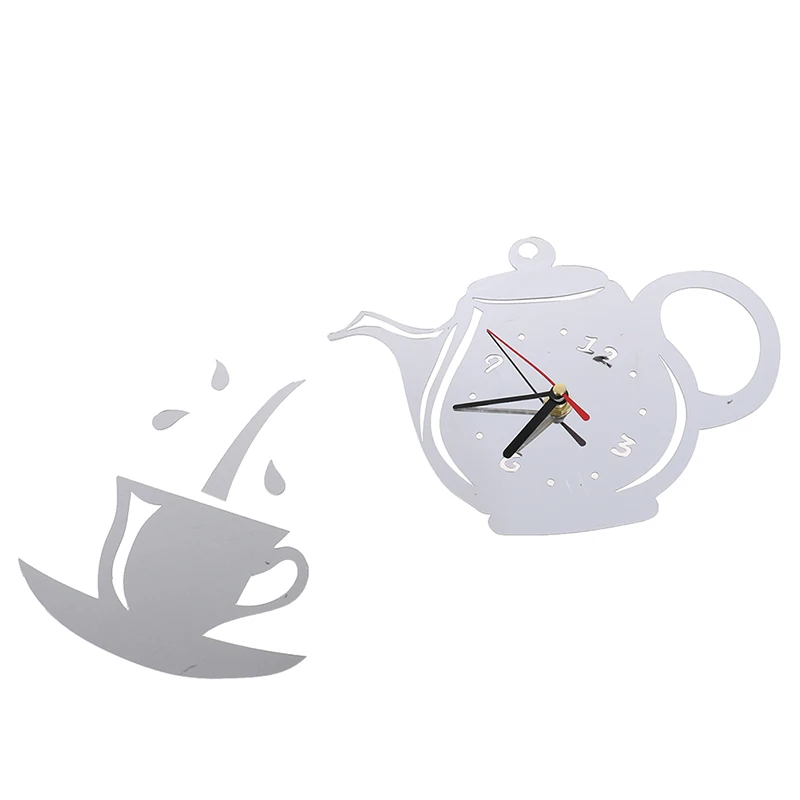 Креативные акриловые настенные часы сделай сам с чайником 3D для гостиной