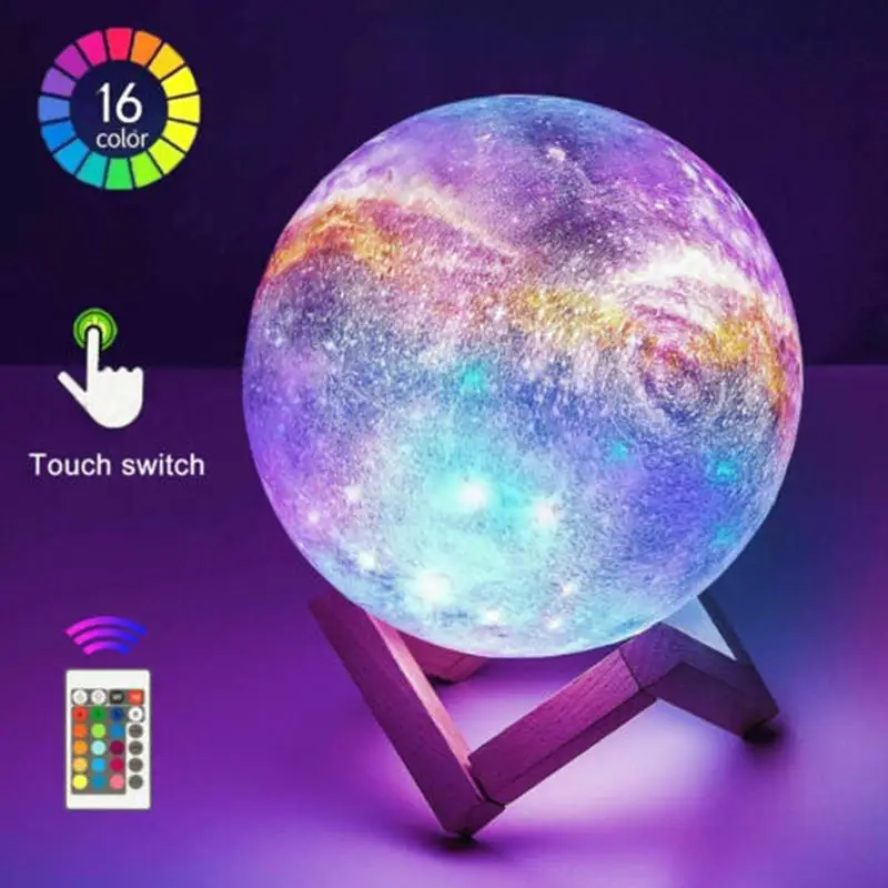 

3D Moon Lamp USB LED Remote Control Star Galaxy Changing Starry Sky Night Light 16 Colors
