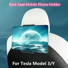 For Tesla Model 3 Y Car Back Seat Mobile Phone Holder Mount 360 Degree Rotate Stand Auto Headrest Bracket Accessories Parts