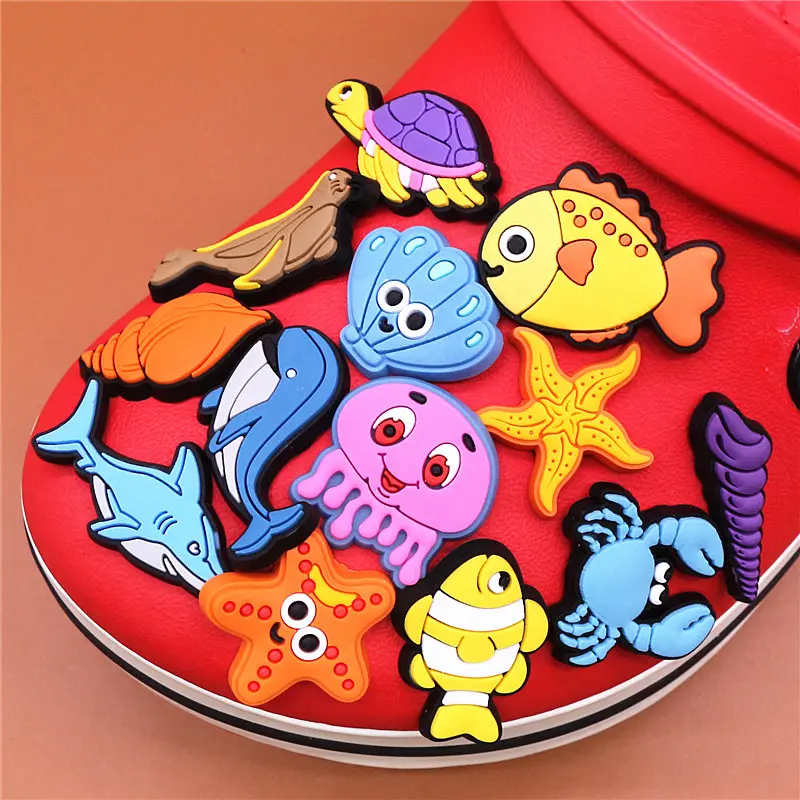 Crock Charms Accessories Cartoon Animals Cute PVC Shoe Croc Buttons Sandals Charms Decoration Marine Organism Free Shipping