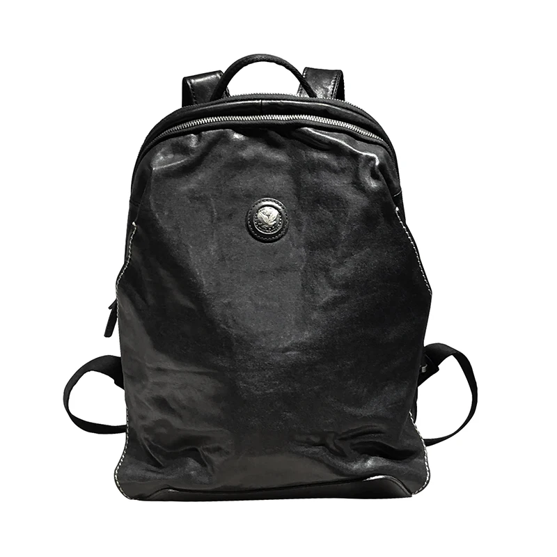 

Top Layer Vegetable Tanned Cowhide Backpack Men And Women Leather Backpacks Retro Leisure Travel Bag Tide