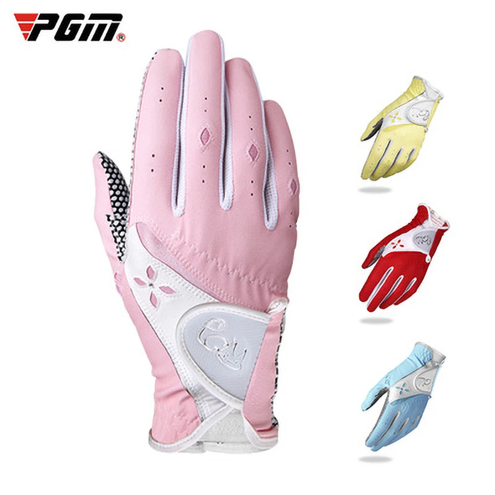 

Pgm 1 Pair Of Women'S Golf Gloves Leather Right Hand Protective Golf Gloves Sweat Absorbent Sports Anti-Slip Golf Mittens