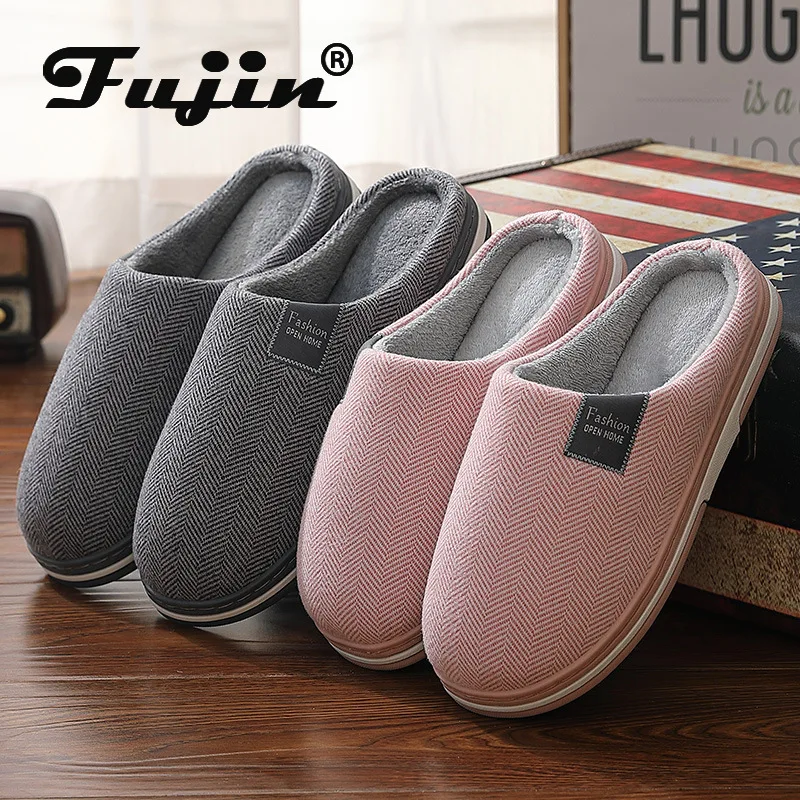 Fujin/модные хлопковые тапочки Женские домашние с закрытой пяткой Сезон осень зима