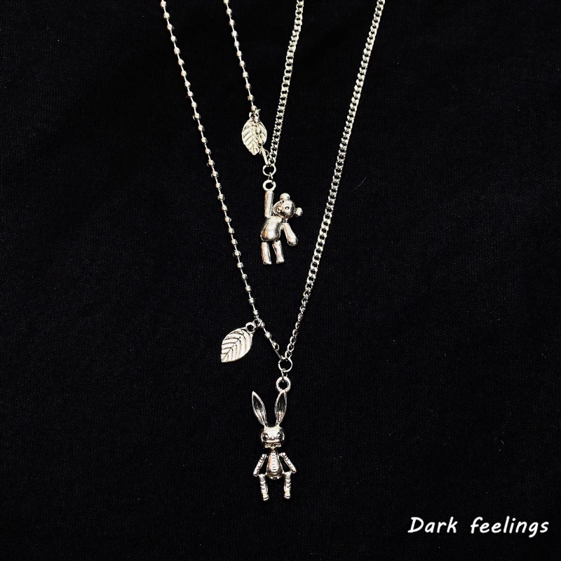

Интернет-знаменитость Ins Summer 2021 Новый Harajuku черная серия "Кролик", "Медвежонок" кулон хип-хоп Ожерелье для хипстеров для женщин
