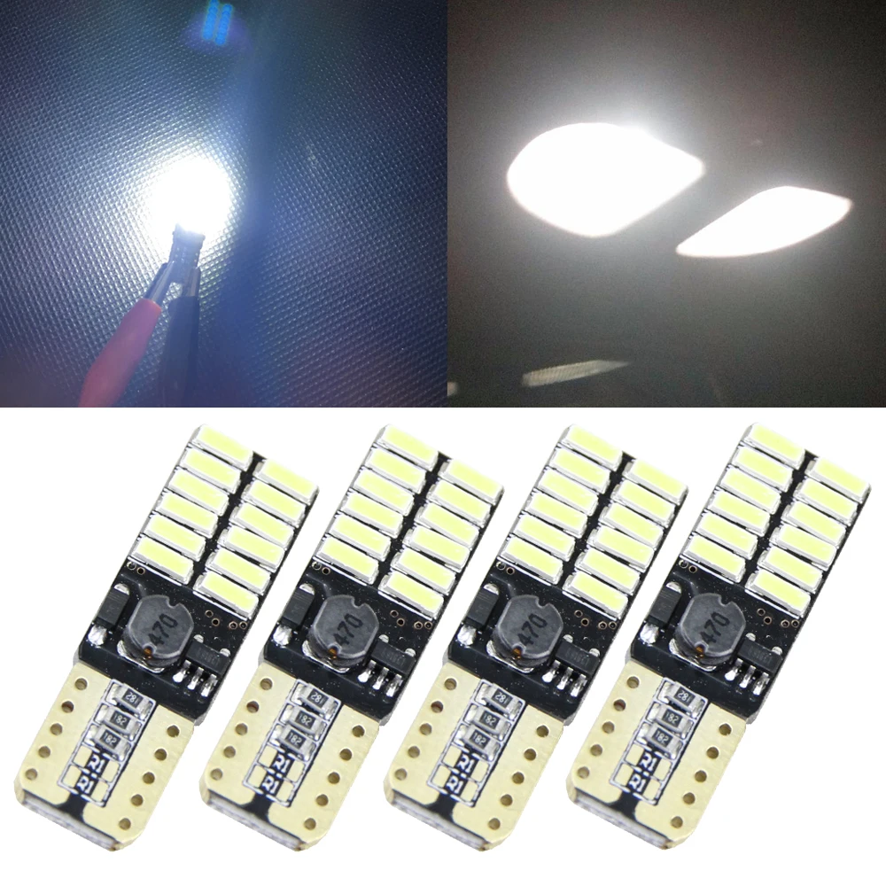 

4x12 в 24 В без полярности Canbus T10 светодиодный ные лампы с 4014SMD 24 светодиоды s фонасветильник 194 168 W5W светодиодный ная Лампа Белый Янтарь без ошиб...