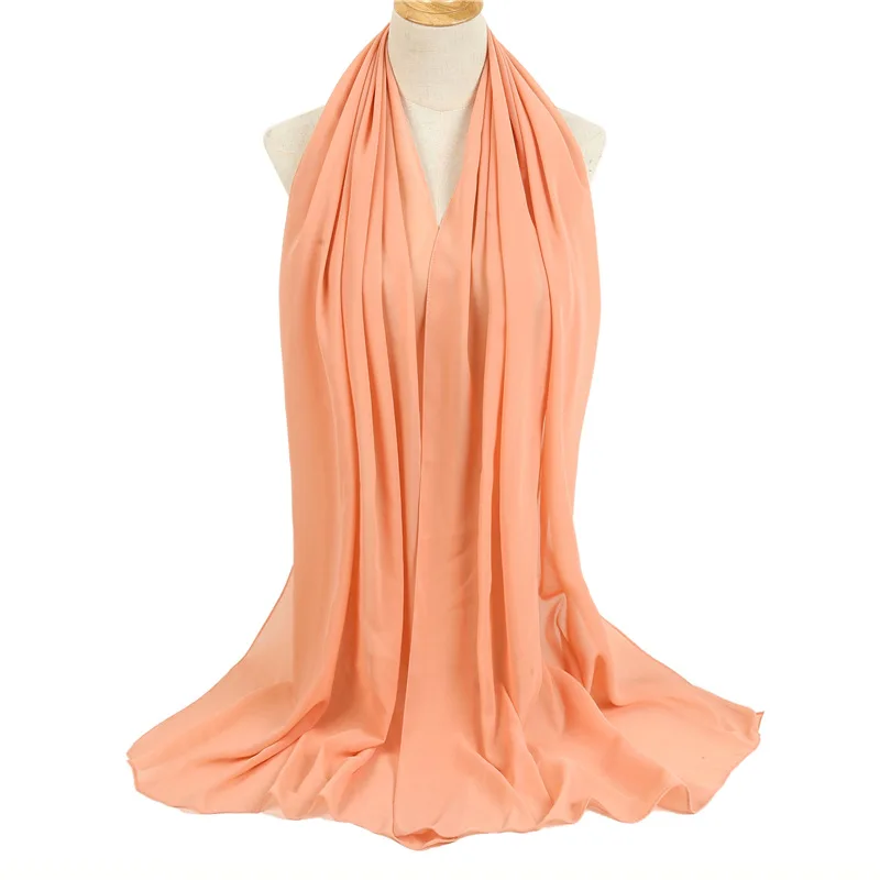 Роскошные хиджаб шарф женский шифон шелковые шарфы длинные тюрбан все-матч