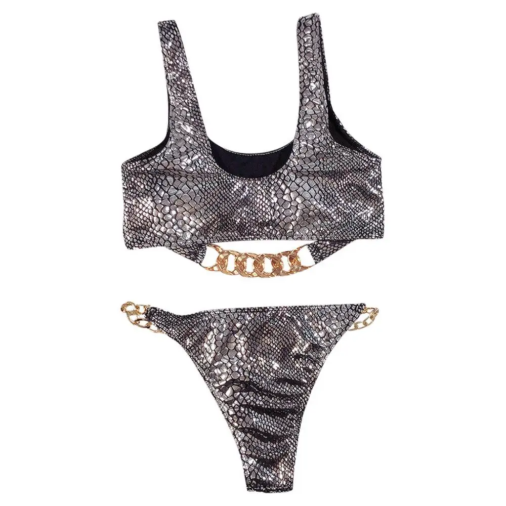 Модные сексуальные купальники из двух частей женские с леопардовым принтом