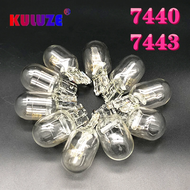 KULUZE 10 шт. автомобиль T20 7440 7443 ясно галогенные лампы 12v w21/5 Вт Янтарный автомобилей