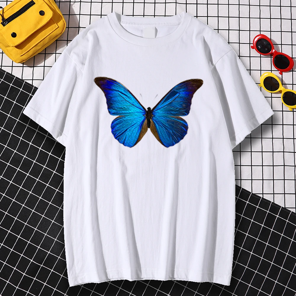 

Beautiful Blue Butterfly Printing Tops Short Sleeve Fashion Male Tshirts Summer Tee Shirts Casual Vintage Tees Shirt